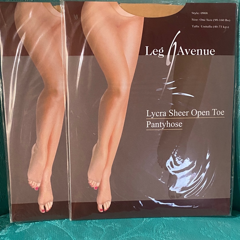 Leg Avenue Nude Sheer Open Toe Pantyhose 2pairs
